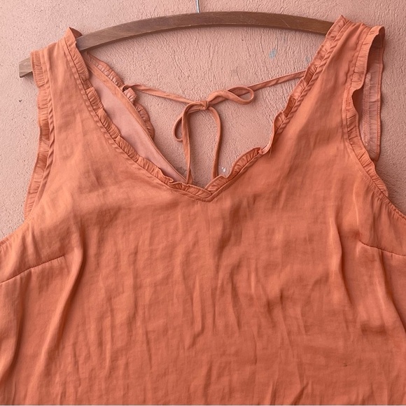 Orange Ruffled Tie in the Back Sleeveless Top - Picture 4 of 4